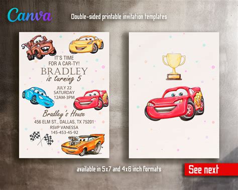 Invitaci N De Cars Imprimible Invitaci N De Rayo Mcqueen Etsy Espa A