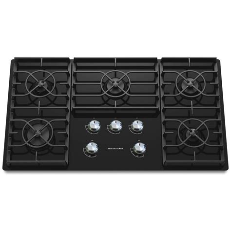 KitchenAid Architect Series II 36 in. Gas-on-Glass Gas Cooktop in Black with 5 Burners including ...