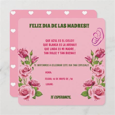 INVITACION PARA EL DIA DE LAS MADRES Zazzle Es Invitaciones