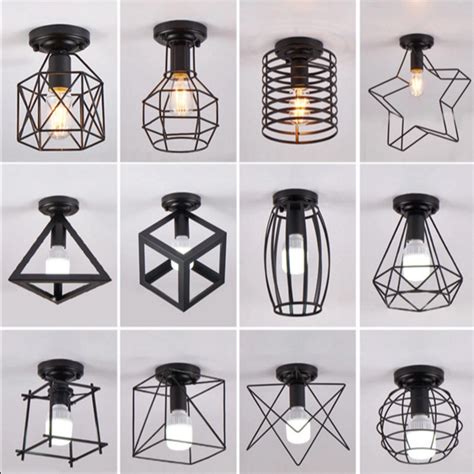 jual lampu import industrial wind small iron frame ceiling lamp