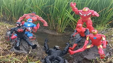 MENEMUKAN MAINAN SUPERHEROES AVENGERS TOYS DI SAWAH VENOM RED HULK