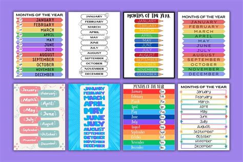 printable months   year charts
