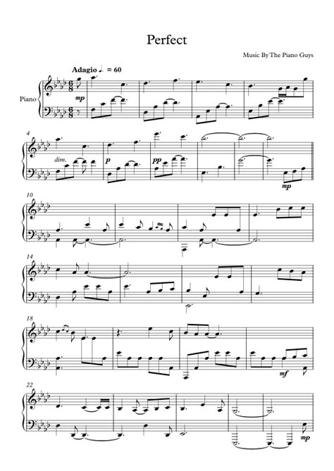 Perfect Arr Ed Sheeran By Ed Sheeran Sheet Music For Piano Solo At