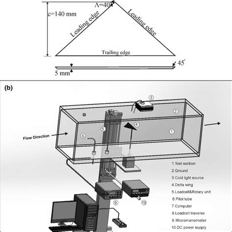 a The wing model. b The schematic representation of aerodynamic forces ...