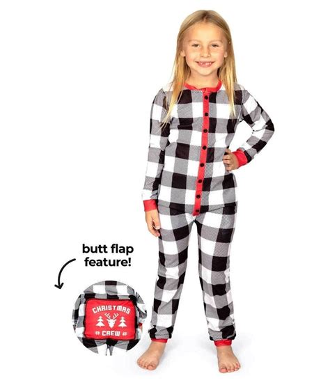 Christmas Crew Plaid Onesie Pajamas: Girl's Christmas Outfits | Tipsy Elves