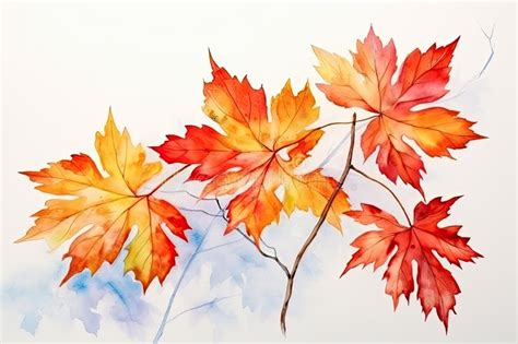 A Beautiful Watercolor Painting Of Autumn Leaves Ideal For Capturing