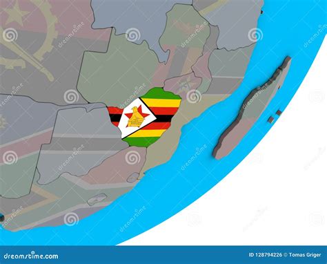 Mapa De Zimbabwe Con La Bandera En El Globo Stock de ilustración