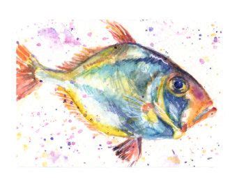 Watercolor Fish Print Colorful Fish Wall Art Aquarell Fisch Fisch