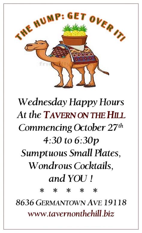 Wednesday Happy Hour at Tavern on the Hill - Chestnut Hill