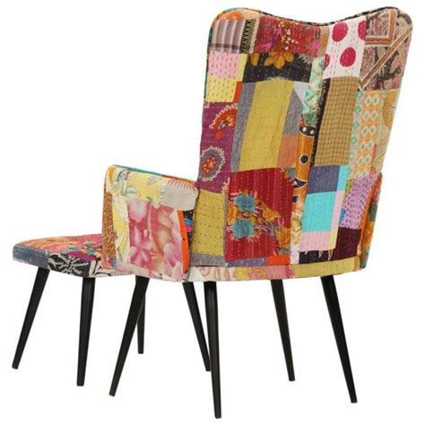 WXS Fauteuil Avec Repose Pieds Multicolore Toile Patchwork DX1788