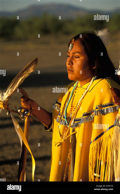 An Apache Girl Dressed In Buckskin Dress Dances At Her Sunrise Dance On