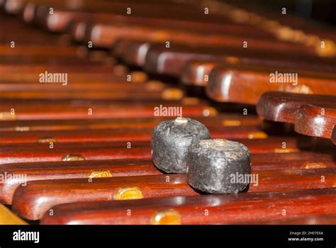 Primer Plano De Un Teclado Marimba O Hormigo Guatemala Instrumento