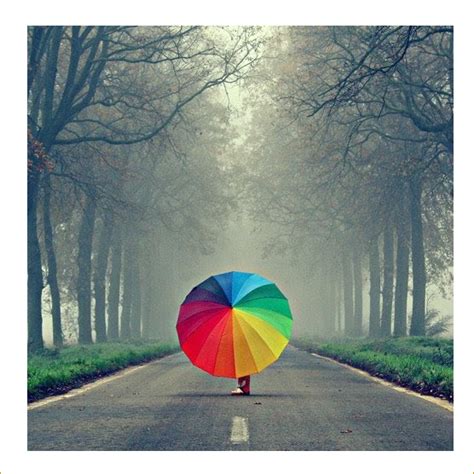 How About Using A Rainbow Umbrella On A Rainy Day To Brighten Your