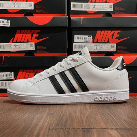 Jual Adidas Neo Baseline Leather White Black Shopee Indonesia