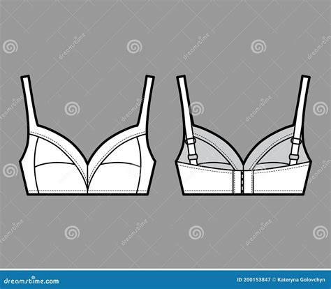 Bra Soft Cup Lingerie Technical Fashion Illustration With Full