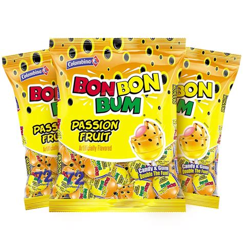 Colombina Bon Bon Bum Bubble Gum Lollipops Maracuya