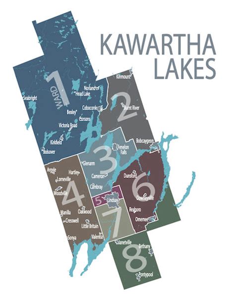 Typographic Map Of Kawartha Lakes Ontario Municipality Etsy Canada