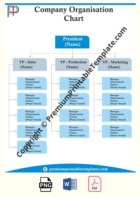 Company Organizational Chart Printable Template in PDF & Word