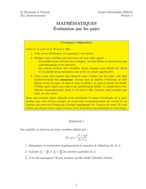 Cours math matiques L1 S2 3 L1 Économie et Gestion Année