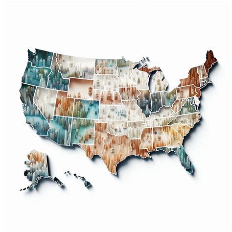 Premium Photo | Illustration of map of the USA on white background