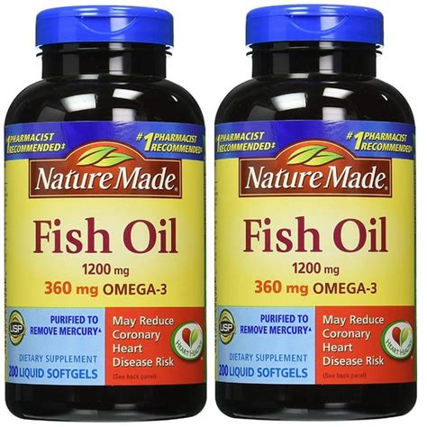 Nature Made Fish Oil 1200 Mg 200 Liquid Softgels 2 Pack