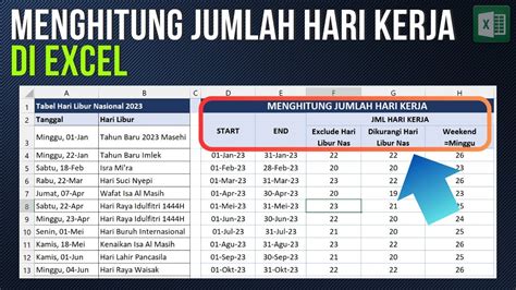 Menghitung Jumlah Hari Kerja Di Excel Youtube