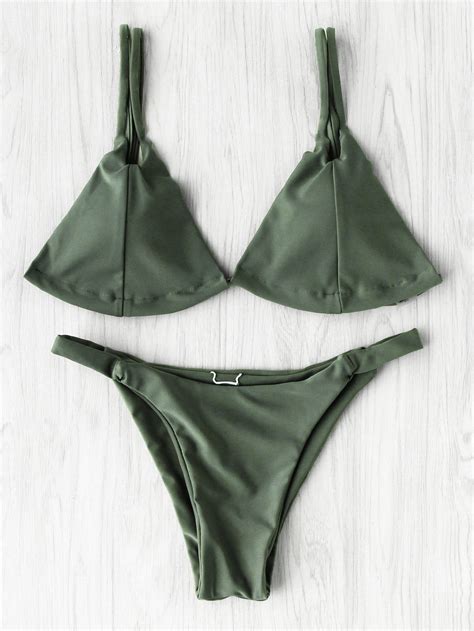 Double Strap Seam Triangle Bikini Set Shein Sheinside Hot Sex