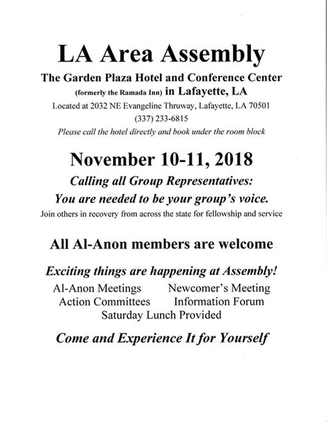 2018 November Area Assembly Flyer