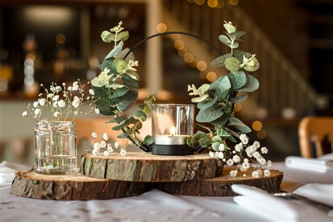 Rustic Foliage Candle Centrepieces Decorations Wedding Flower