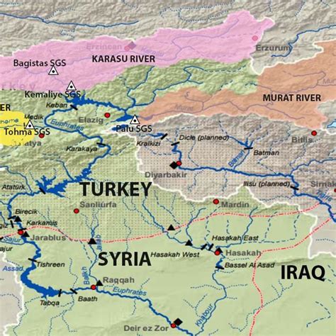 The Euphrates River Basin and completed dams | Download Scientific Diagram