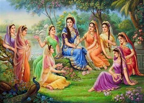 Sri Sita Ji With Her Ashta Sakhi Mandal Krishna Radha Painting Lord