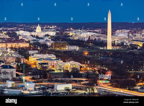 Aerial view of Washington DC cityscape from Arlington Virginia USA ...