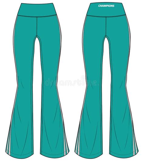 Women Boot Cut Flare Tights Leggings Yoga Pants Design Flat Sketch