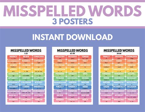 English Posters, Misspelled Words, Word Poster, Word 3, English ...