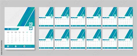 2023 wall calendar design with Monthly printable business calendars template Stock Vector ...