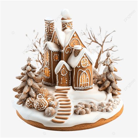 Festive Gingerbread House In A Magical Winter Scene Gingerbread House