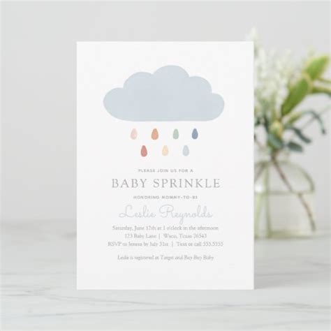 Rainbow Baby Sprinkle Rain Cloud Baby Shower Invitation Zazzle