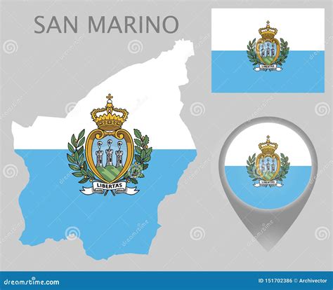 San Marino Flag, Map and Map Pointer Stock Vector - Illustration of ...