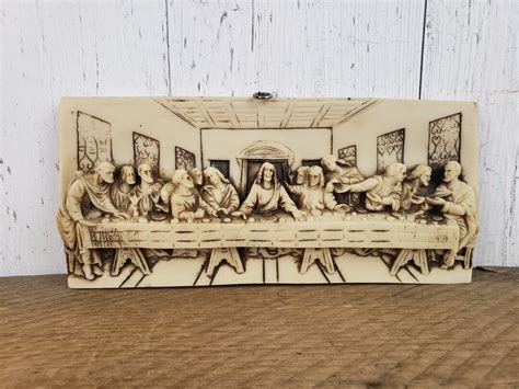 Vintage Last Supper Resin Plastic Wall Plaque Religious Hanging Art