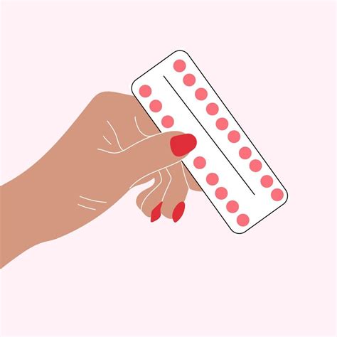 Illustration Of Hand Holding Birth Control Pills Hand Drawn Style