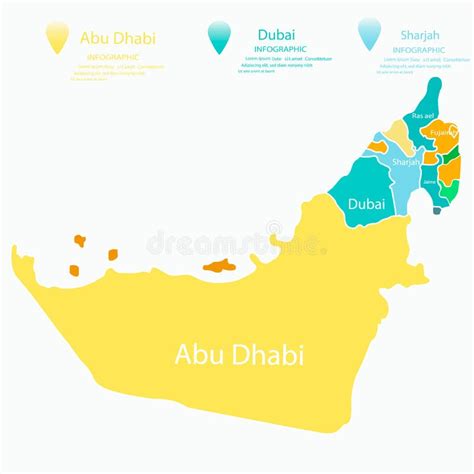 Cartina Politica Colorata Degli Emirati Arabi Uniti Con Strati Ben