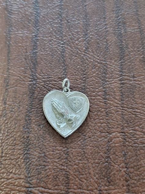 Vintage Theda Sterling Methodist Medal Heart Shaped Religious Pendant