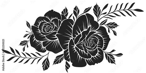 black and white flower stencil vector pattern Stock Vector | Adobe Stock