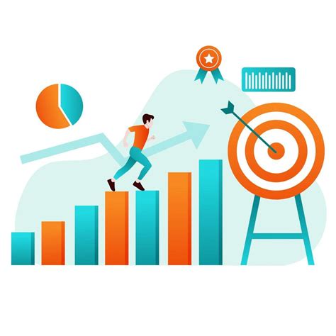 Target business illustration. people run to their goal, move up ...