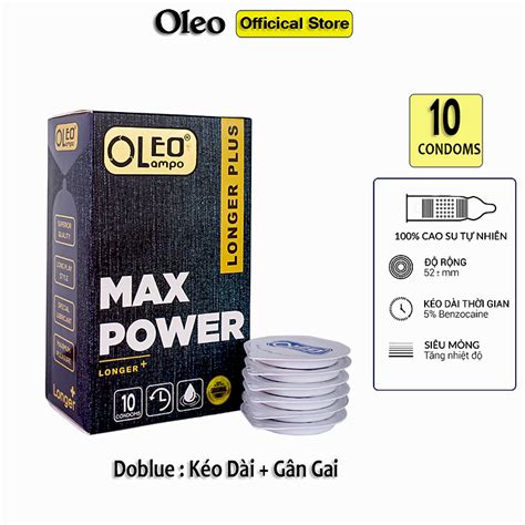 Bao cao su OLEO LAMPO MAX POWER gân gai kéo dài thời gian Hộp 10 cái