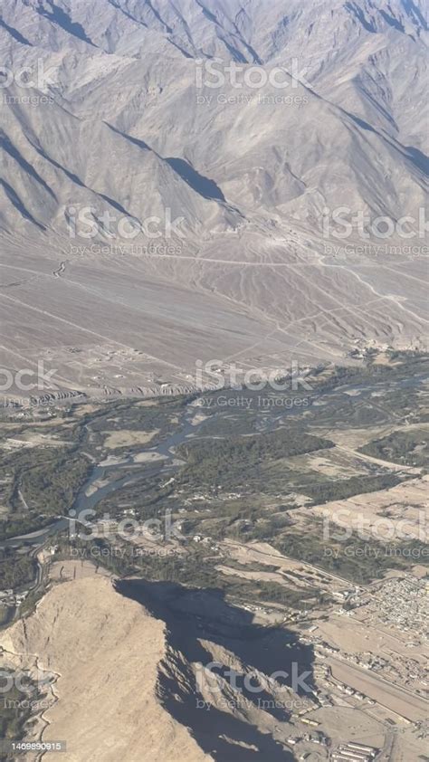 Aerial View Landscape Of Leh Ladakh Airport India Stock Photo - Download Image Now - Airport ...