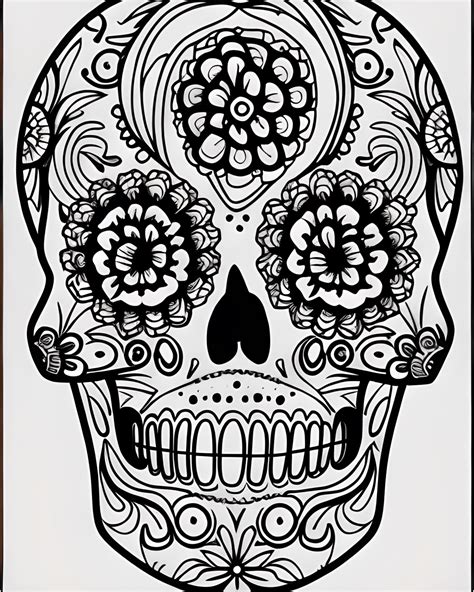 Coloriage Sugar Skull · Creative Fabrica