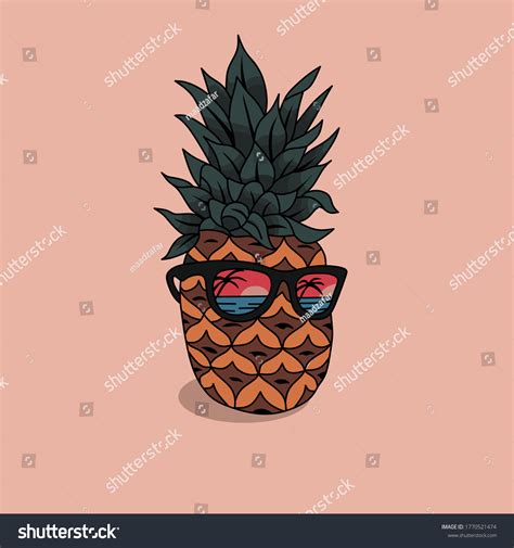 Vector Illustration Pineapple Pineapple Wearing Sunglasses Stock Vector Royalty Free