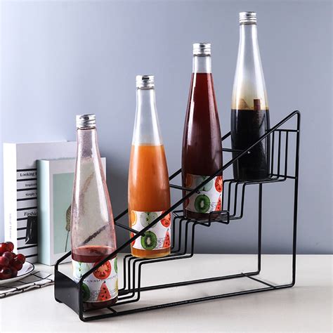 Coffee Syrup Rack Organizer 4 Bottle Trapezoidal Step Design Fits