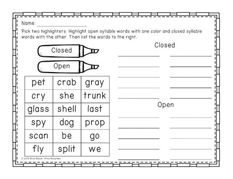 Open and Closed Syllable Worksheets - ReadingVine - Worksheets Library